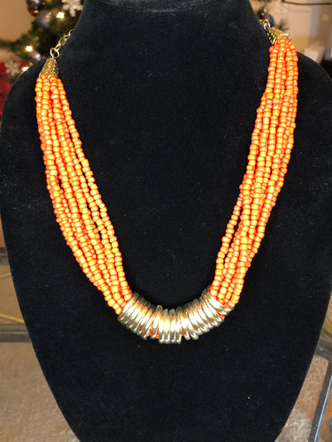 Orange Beaded Necklace